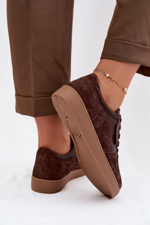Baskets en daim pour femmes Vinceza 7933 couleur chocolat