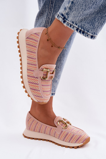 Sneakers model schoenen Aantrekken Ze gouden kleurm Detalem GOE TT2N4081 roze