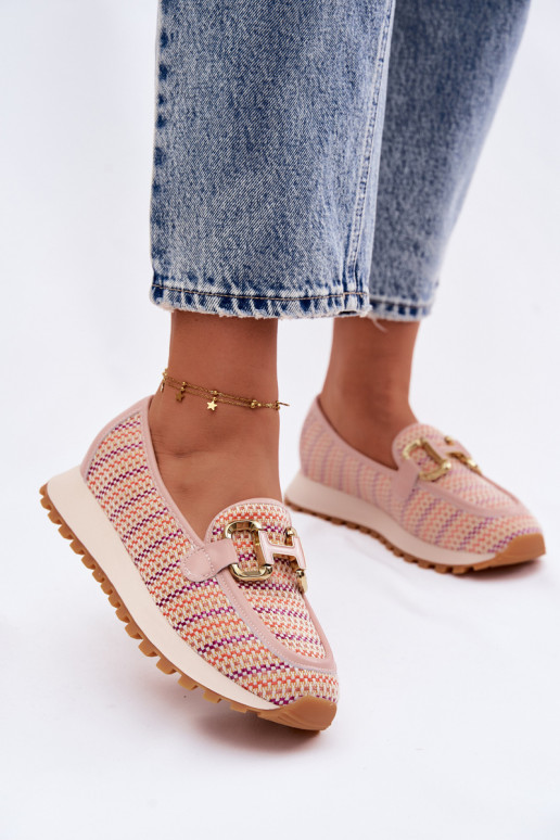 Sneakers model schoenen Aantrekken Ze gouden kleurm Detalem GOE TT2N4081 roze