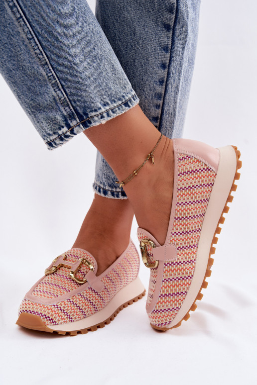 Chaussures modèle baskets Glisser sur Ze couleur doréem Detalem GOE TT2N4081 couleur rose