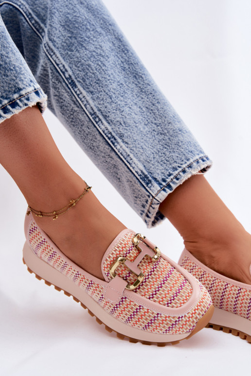 Sneakers model schoenen Aantrekken Ze gouden kleurm Detalem GOE TT2N4081 roze