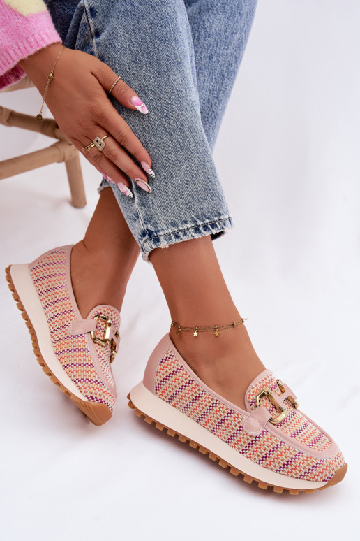 Chaussures modèle baskets Glisser sur Ze couleur doréem Detalem GOE TT2N4081 couleur rose