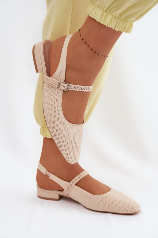 Elfenbeinfarbene Damen-Ballerina-Sandalen mit Riemen Selrene