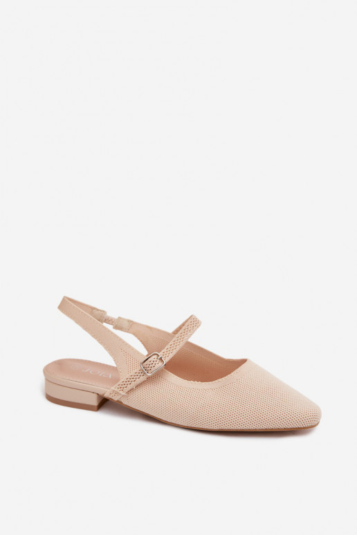 Elfenbeinfarbene Damen-Ballerina-Sandalen mit Riemen Selrene