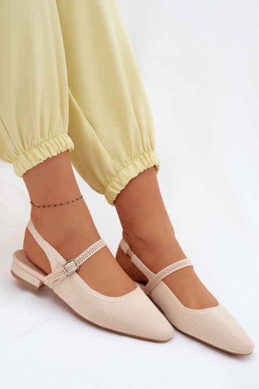 Ivoor kleurige dames ballerina sandalen met bandjes Selrene