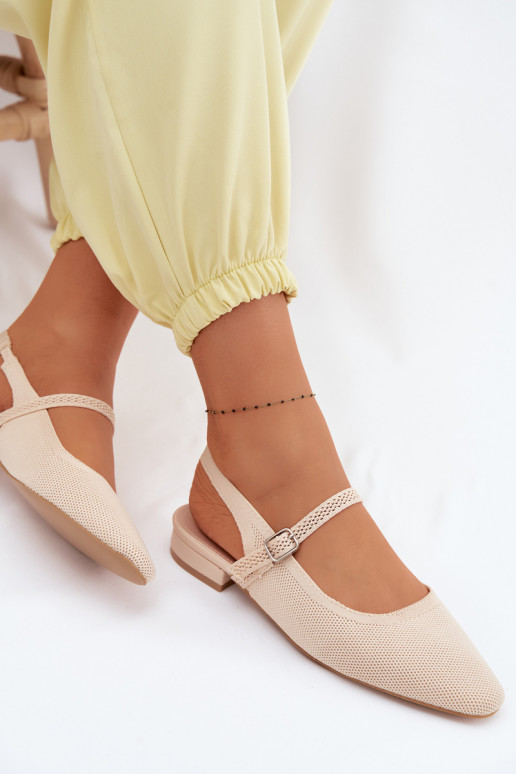 Elfenbeinfarbene Damen-Ballerina-Sandalen mit Riemen Selrene