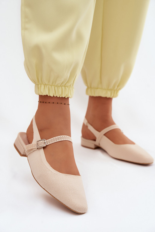 Ivoor kleurige dames ballerina sandalen met bandjes Selrene