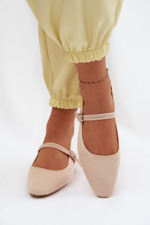 Elfenbeinfarbene Damen-Ballerina-Sandalen mit Riemen Selrene