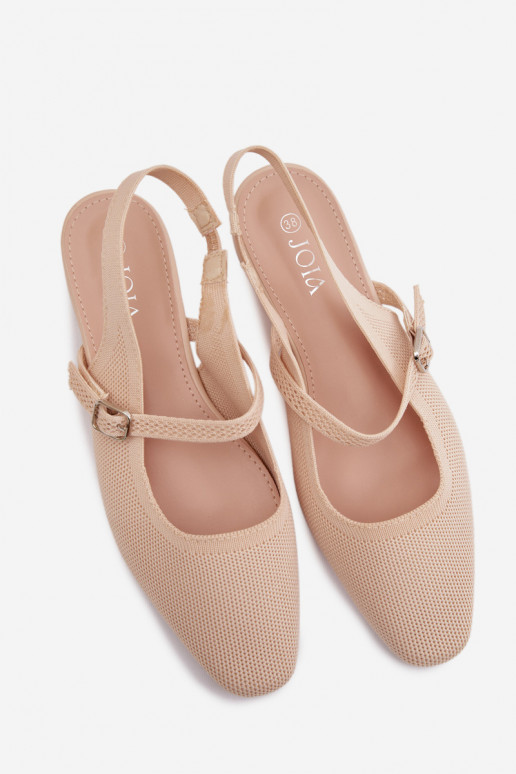Elfenbeinfarbene Damen-Ballerina-Sandalen mit Riemen Selrene