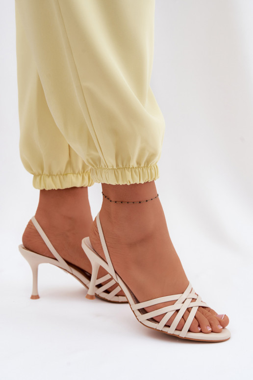 Dames sandalen met dunne hakken Met Strepen beige Velivelle