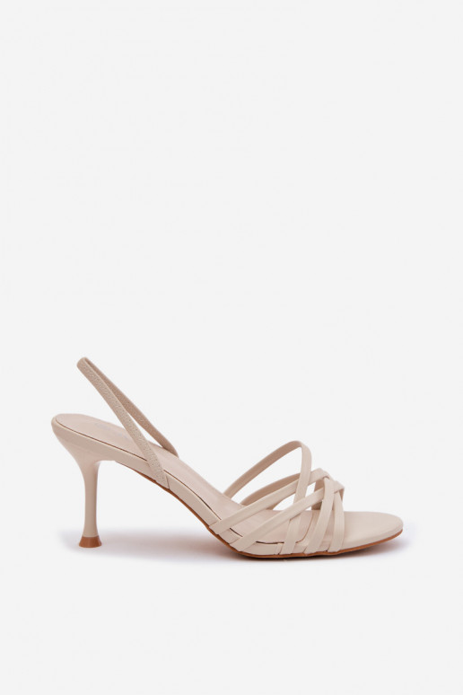 Dames sandalen met dunne hakken Met Strepen beige Velivelle
