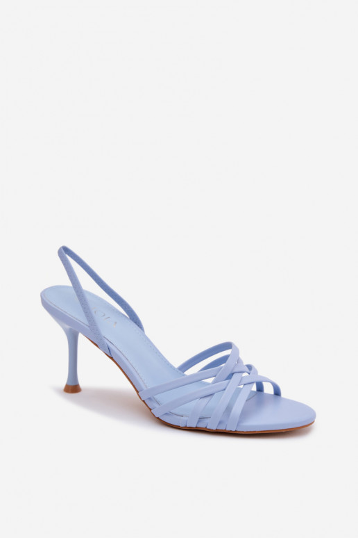 Sandales pour femmes avec des talons fins avec des bandes couleur bleue Velivelle