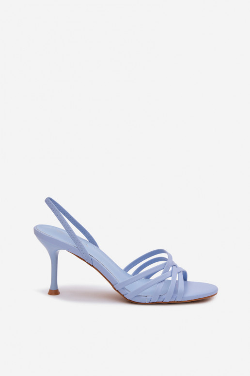 Blauwe sandalen met dun hakje en bandjes Velivelle