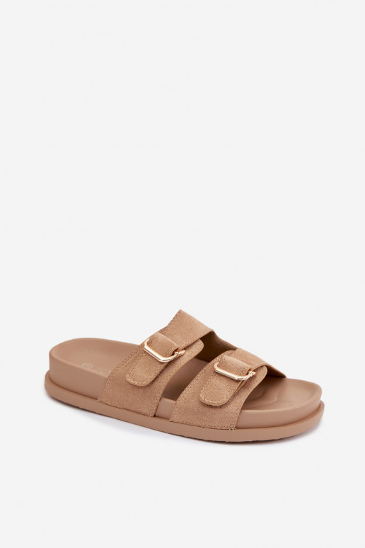 Chaussons couleur sable avec boucles dorées Pelorin