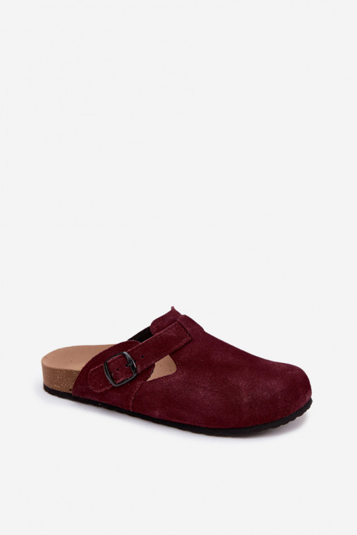 Ziegenveloursleder-Mules mit Schnallen Zazoo 1905, dunkelviolette Farbe