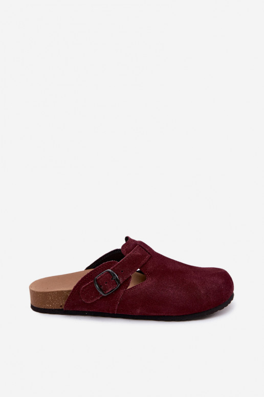 Ziegenveloursleder-Mules mit Schnallen Zazoo 1905, dunkelviolette Farbe