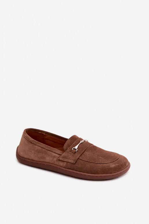Suède barefoot mocassins Zazoo 322, bruine kleur