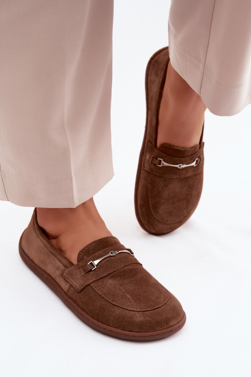Suède barefoot mocassins Zazoo 322, bruine kleur