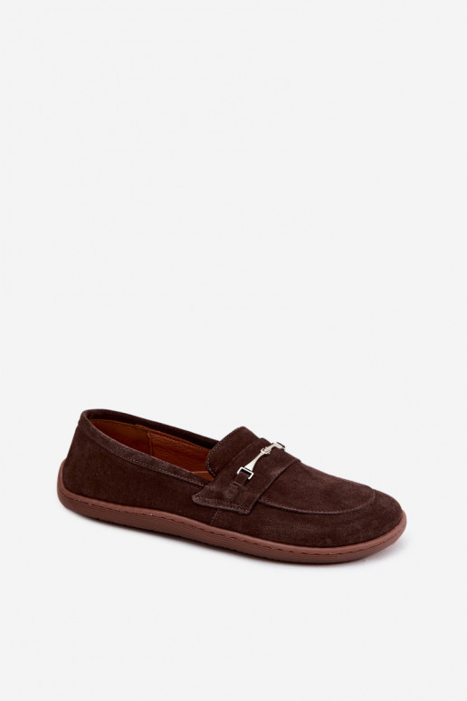 Suède barefoot mocassins Zazoo 322, chocolade kleur