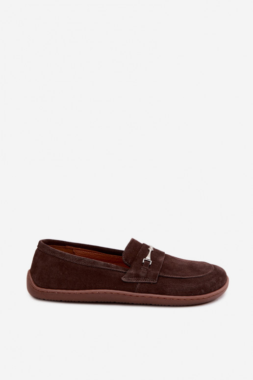 Mocassins barefoot en daim Zazoo 322, couleur chocolat