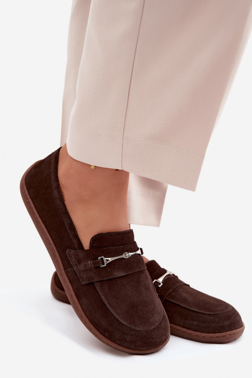 Mocassins barefoot en daim Zazoo 322, couleur chocolat