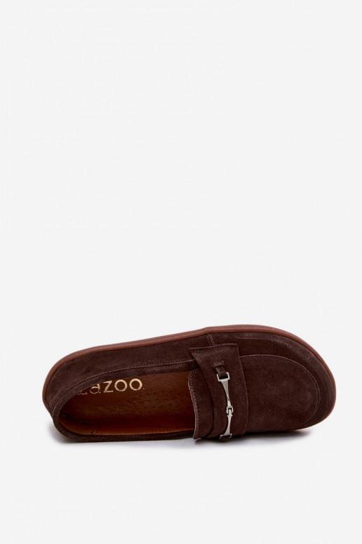 Suède barefoot mocassins Zazoo 322, chocolade kleur