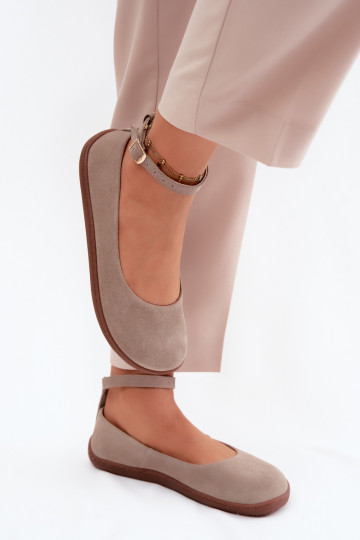 Ballerines barefoot en daim Zazoo 020, couleur cappuccino