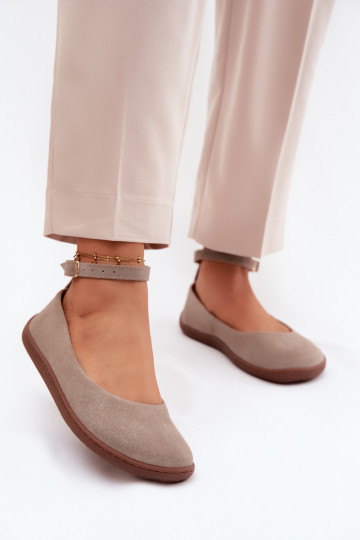 Suède barefoot ballerina's Zazoo 020, cappuccino kleur 2