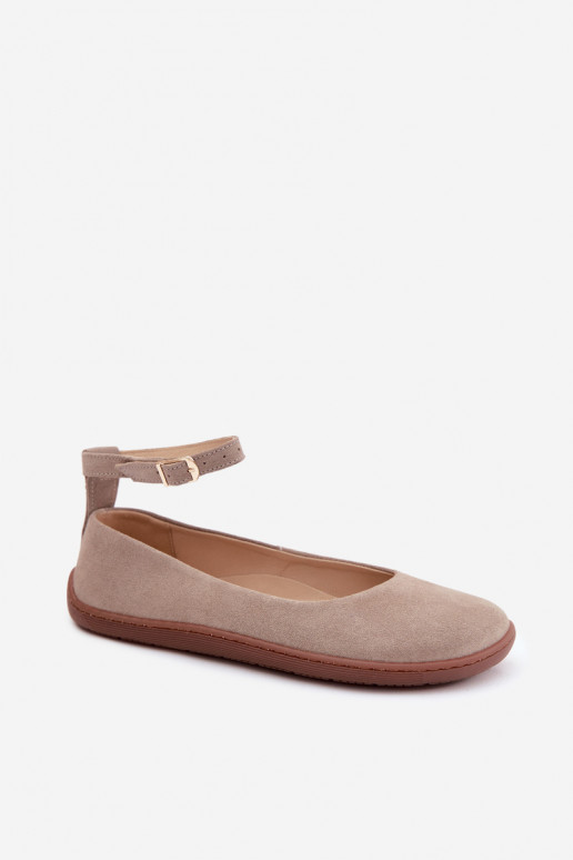 Ziegenveloursleder-Barefoot-Ballerinas Zazoo 020, cappuccino-farbe