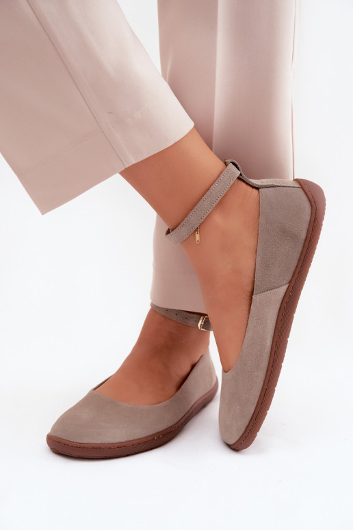Ballerines barefoot en daim Zazoo 020, couleur cappuccino