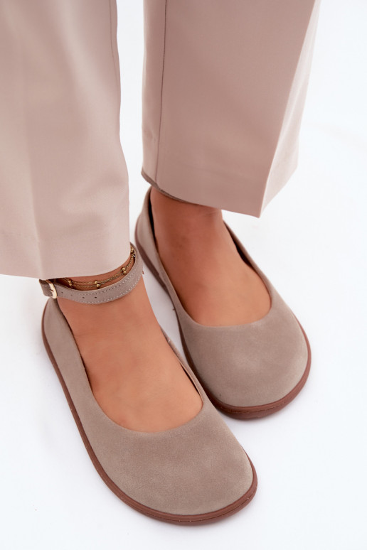 Ballerines barefoot en daim Zazoo 020, couleur cappuccino