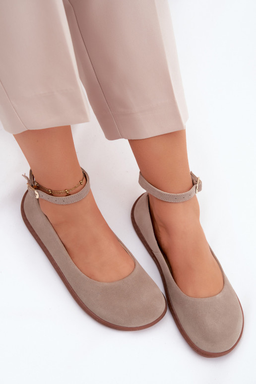 Ziegenveloursleder-Barefoot-Ballerinas Zazoo 020, cappuccino-farbe