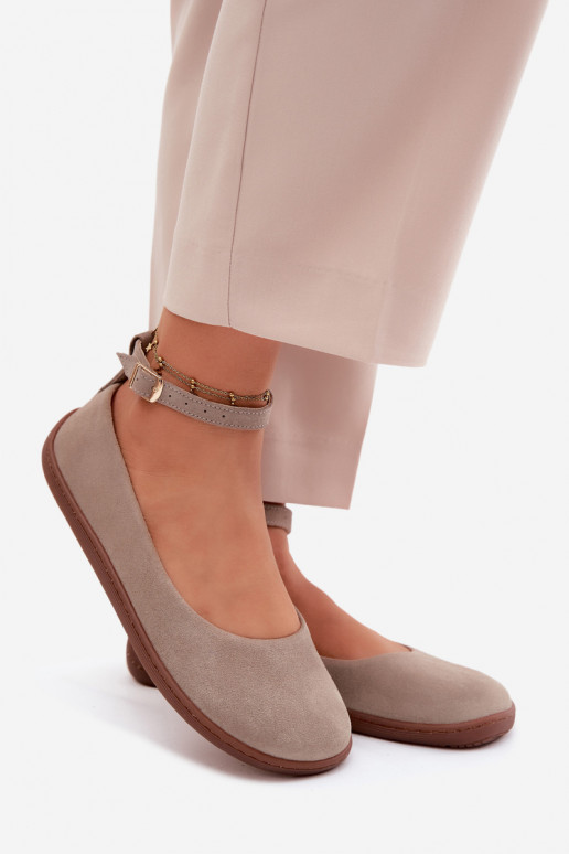 Ballerines barefoot en daim Zazoo 020, couleur cappuccino