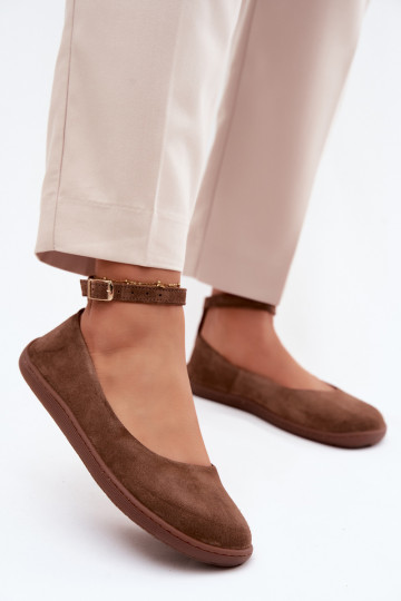 Suède barefoot ballerina's Zazoo 020, bruine kleur