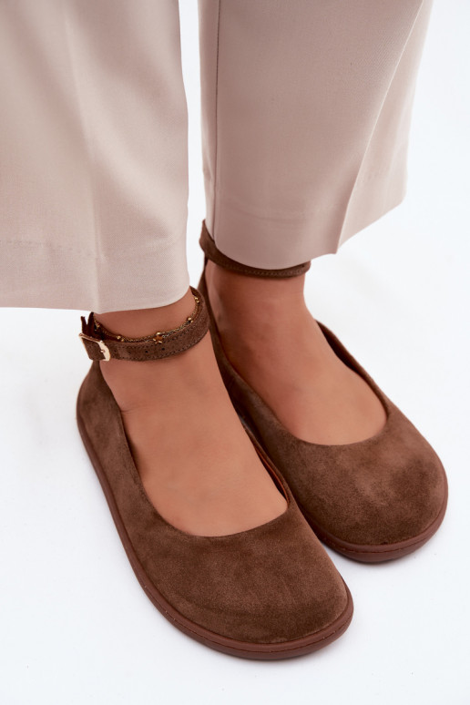 Suède barefoot ballerina's Zazoo 020, bruine kleur