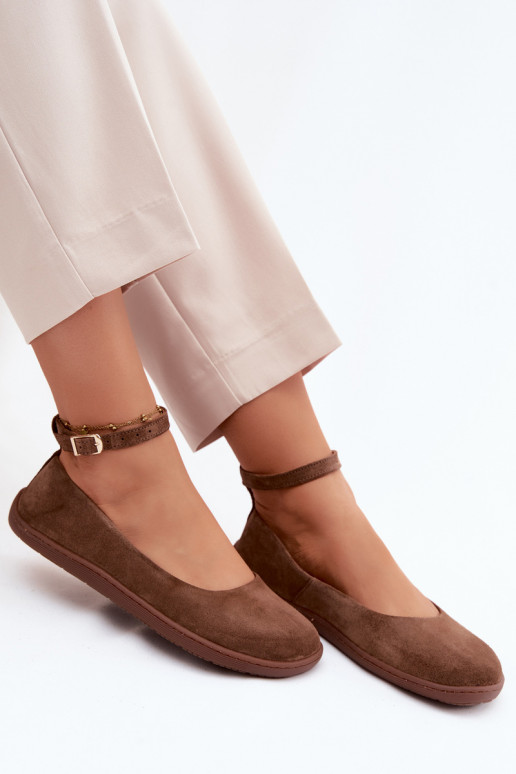 Ballerines barefoot en daim Zazoo 020, couleur marron