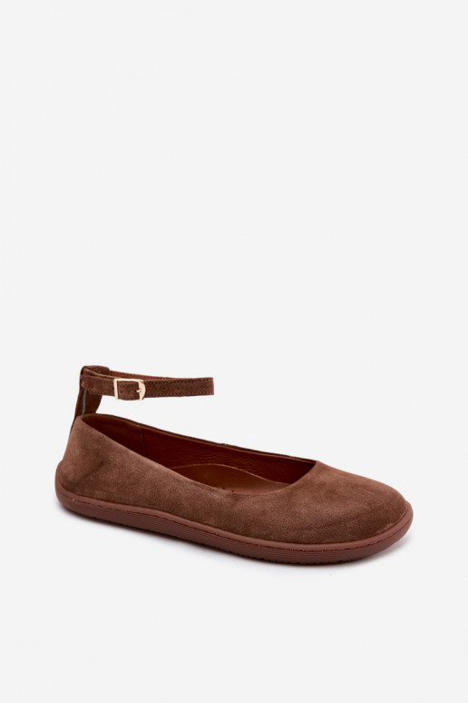 Suède barefoot ballerina's Zazoo 020, bruine kleur