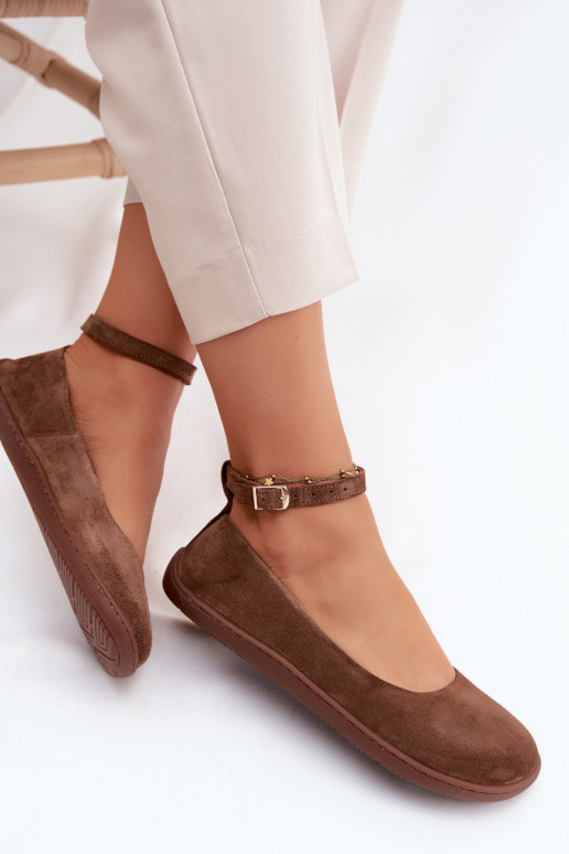 Suède barefoot ballerina's Zazoo 020, bruine kleur