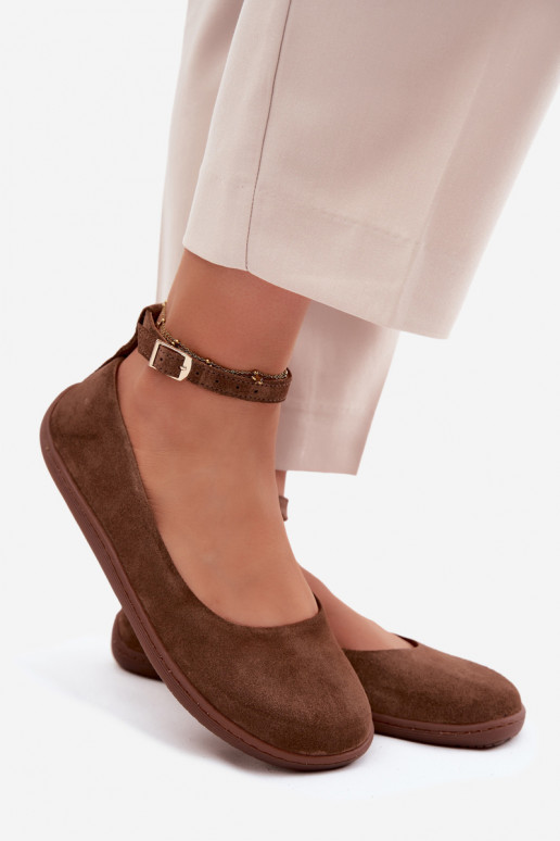 Ballerines barefoot en daim Zazoo 020, couleur marron