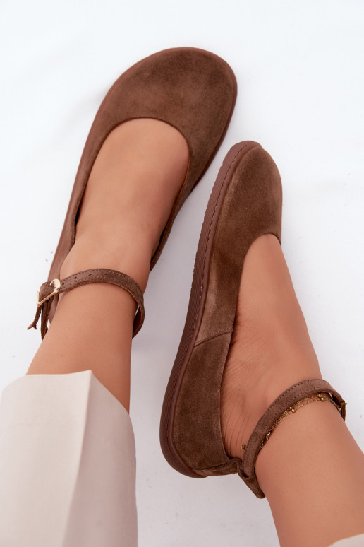 Suède barefoot ballerina's Zazoo 020, bruine kleur