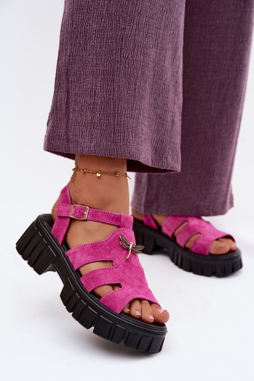 Haut INildledersandalen für Damen mit einer PlattformINażką Vinceza 79627 schZuarze Farbe