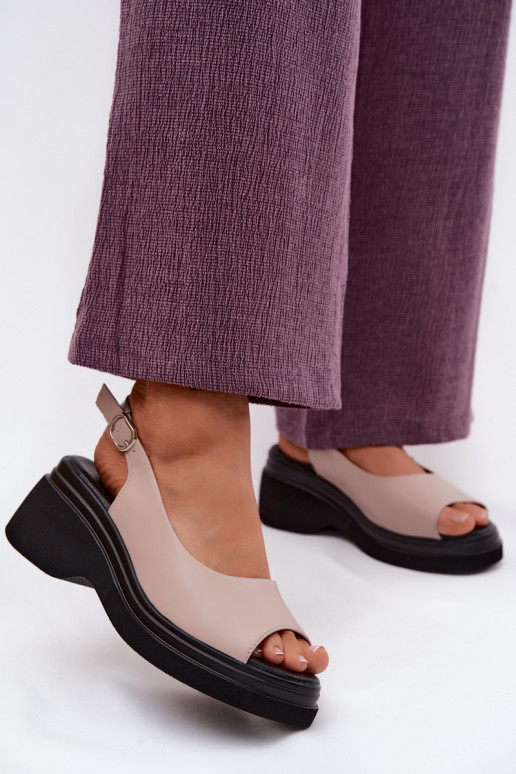 Leer Platform sandalen Vinceza 66936 beige