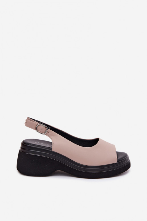 Leder-Platformsandalen Vinceza 66936, sandfarben