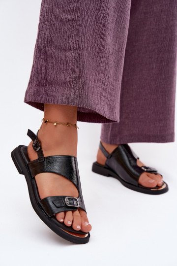 Zwarte dames sandalen met brede hak Vinceza 86434 2