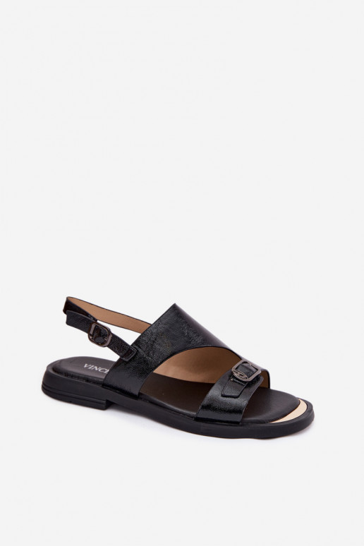 Sandales noires pour femmes avec large talon Vinceza 86434