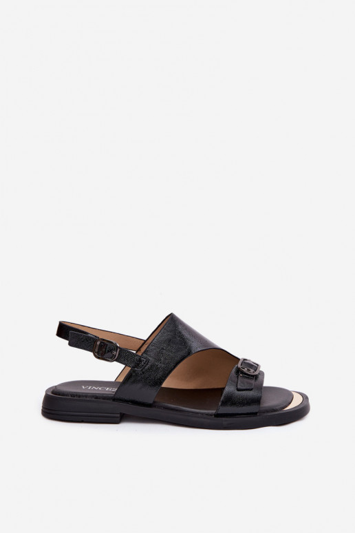 Sandales noires pour femmes avec large talon Vinceza 86434