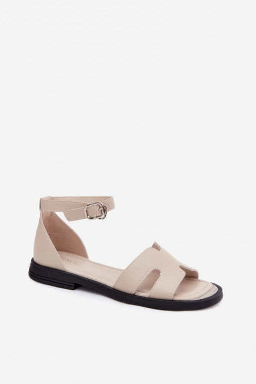 DamensandalenErmöglichtturalnej Skóry mit breiten Absätzen Vinceza 62305 Beige