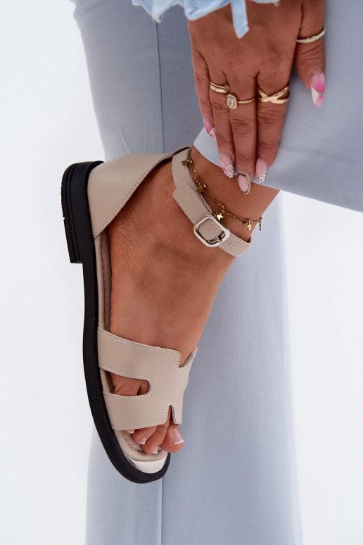 Dames sandalenOpturalnej Skóry met brede hakken Vinceza 62305 beige