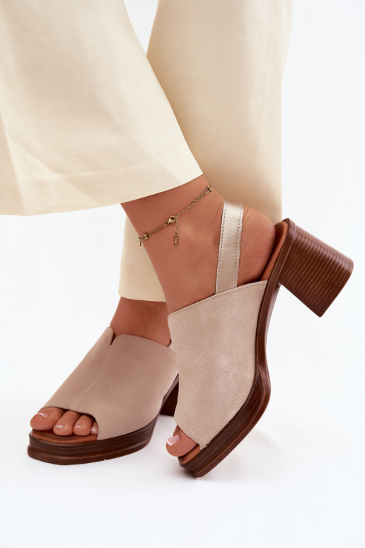 Leren elegante hoge hakken Vinceza 39995, zandkleur