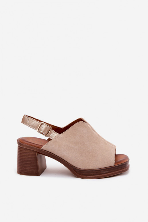 Leren elegante hoge hakken Vinceza 39995, zandkleur